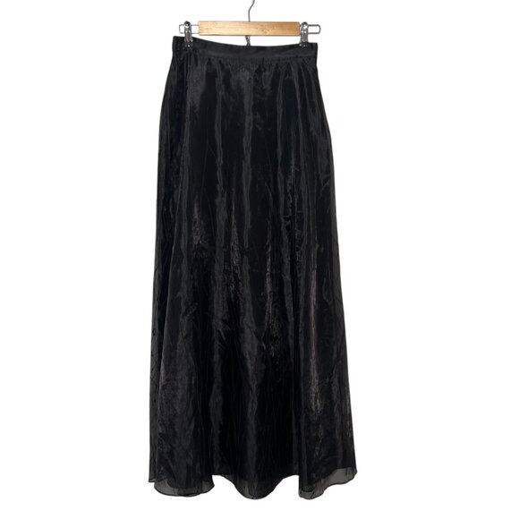 Vintage Whimsigoth Witchy Fairy Grunge Maxi Skirt Sheer Overlay Black High Waist - Picture 3 of 8
